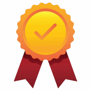 a simple illustration of a gold medal or approved